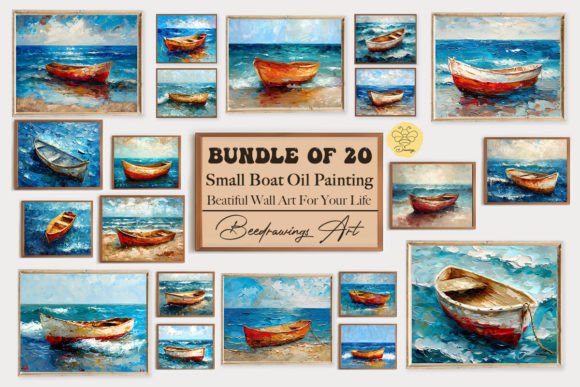 Download Oil Paint Lonely Boat Wall Art Bundle - Premium Resources