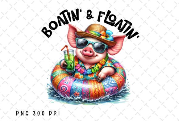 Download Boatin and Floatin Pig Summer Lake Life - Boat Collection