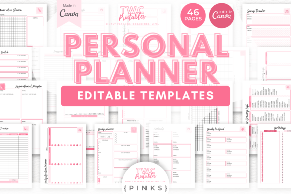Download Personal Planner Canva Templates | PINKS - Template Collection