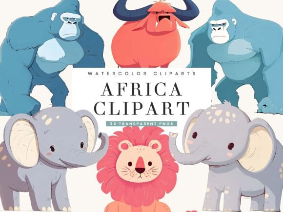 Download Watercolor Africa Animal Clipart Bundle - Premium Resources