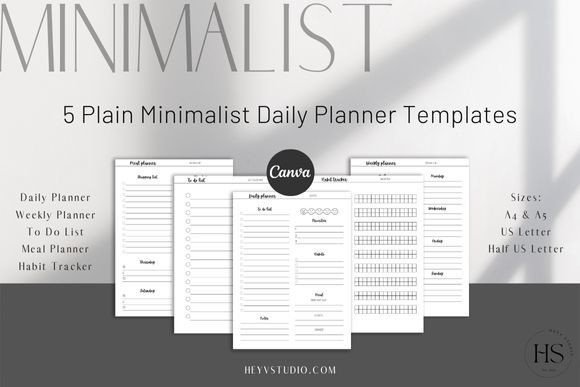 Download Minimalist Daily CANVA Planner Templates - Template Collection