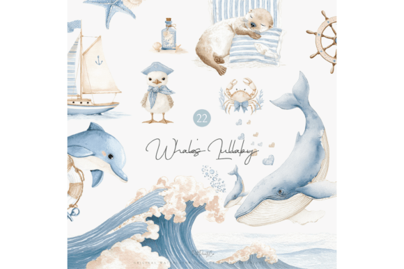 Download Watercolor Ocean Nursery Clipart Set - Nursery clipart Collection