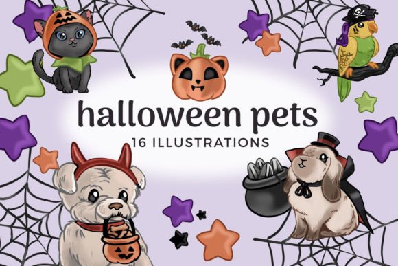 Download Halloween Pets Clipart Illustrations - Premium Resources